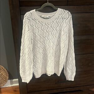 LOFT Ivory Diamond Knit Sweater